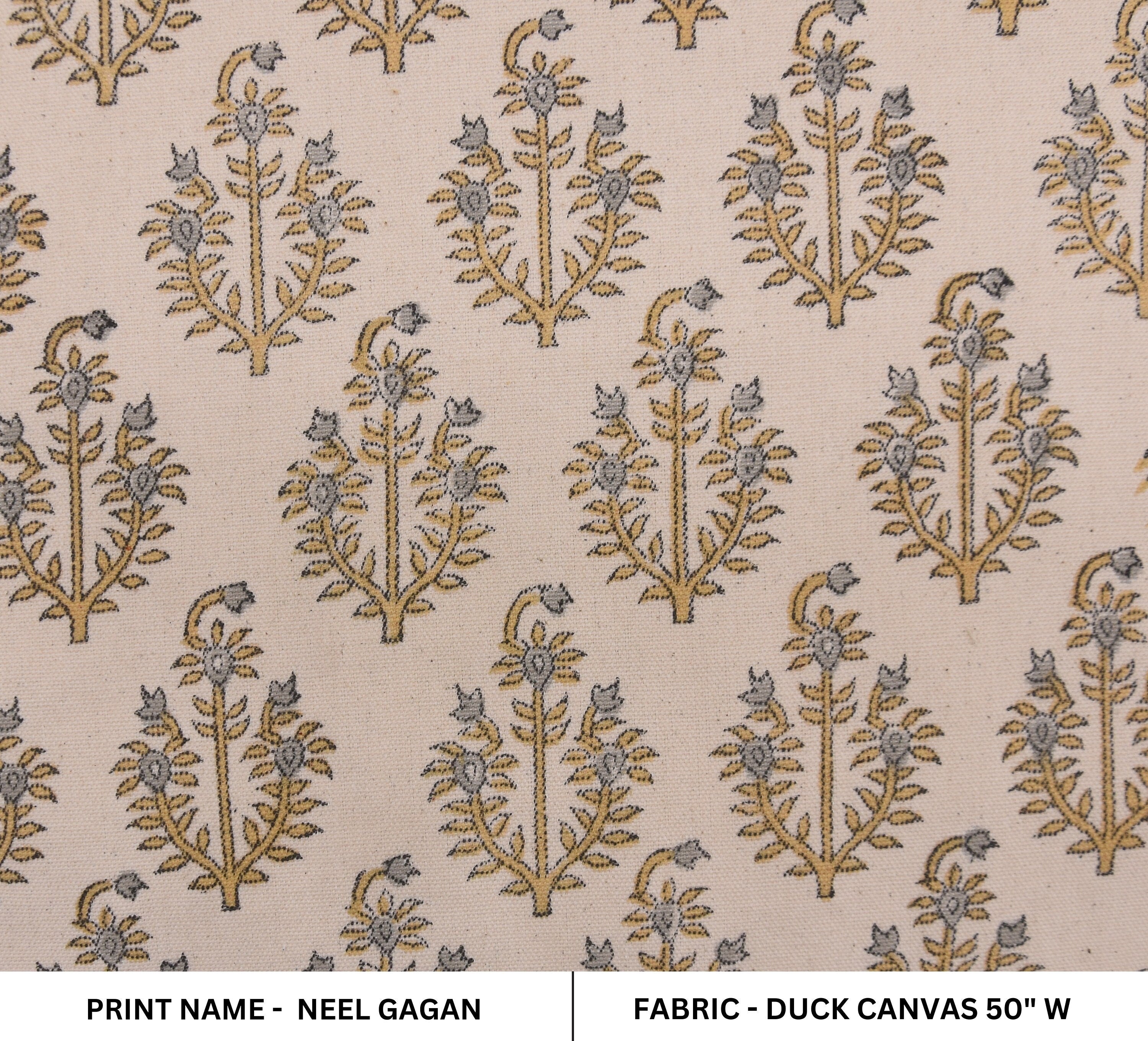Block Print Fabric 50 Inch Width Medium Weight Duck Canvas Beige Base Color Decorative Handmade Blockprint Curtains and Drapes Pillow Covers Tablecloths and Runners Bedding Tote Bag Lampshades Napkins by Fabritual