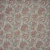 Blockprinted Handmade Red Floral Boho Pure Linen Fabric Elegant - Sonakshi