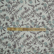HANDMADE BLOCK PRINTED DECORATIVE LINEN FLORAL CUSHION AND DRAPERY CURTAIN FABRIC - SEHJAN