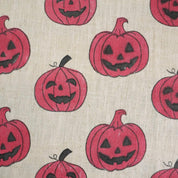 Block Printed Linen Blend Home Decor Fabric for Cushions Pillows and Curtains - RED PUMPKIN