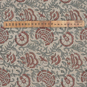 Blockprinted Handmade Red Floral Boho Pure Linen Fabric Elegant - Sonakshi