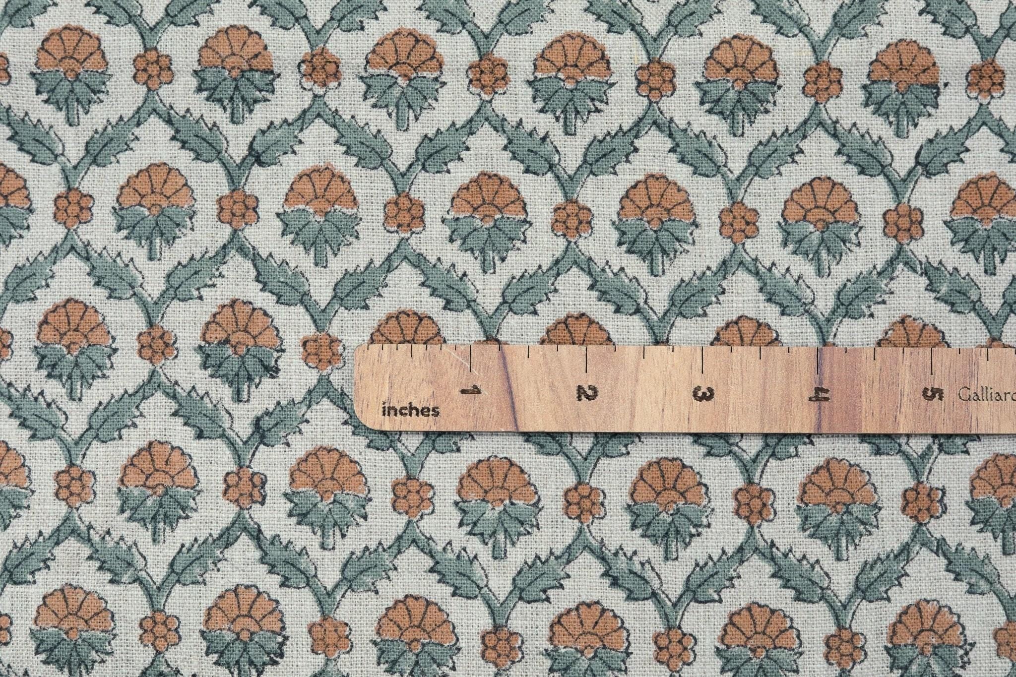 Linen Block Print Fabric 58 Inch Width Medium Weight Linen Natural Base Color Curtains and Drapes Upholstery Pillow Covers Tablecloths and Runners Bedding Tote Bag Lampshades Napkins by Fabritual