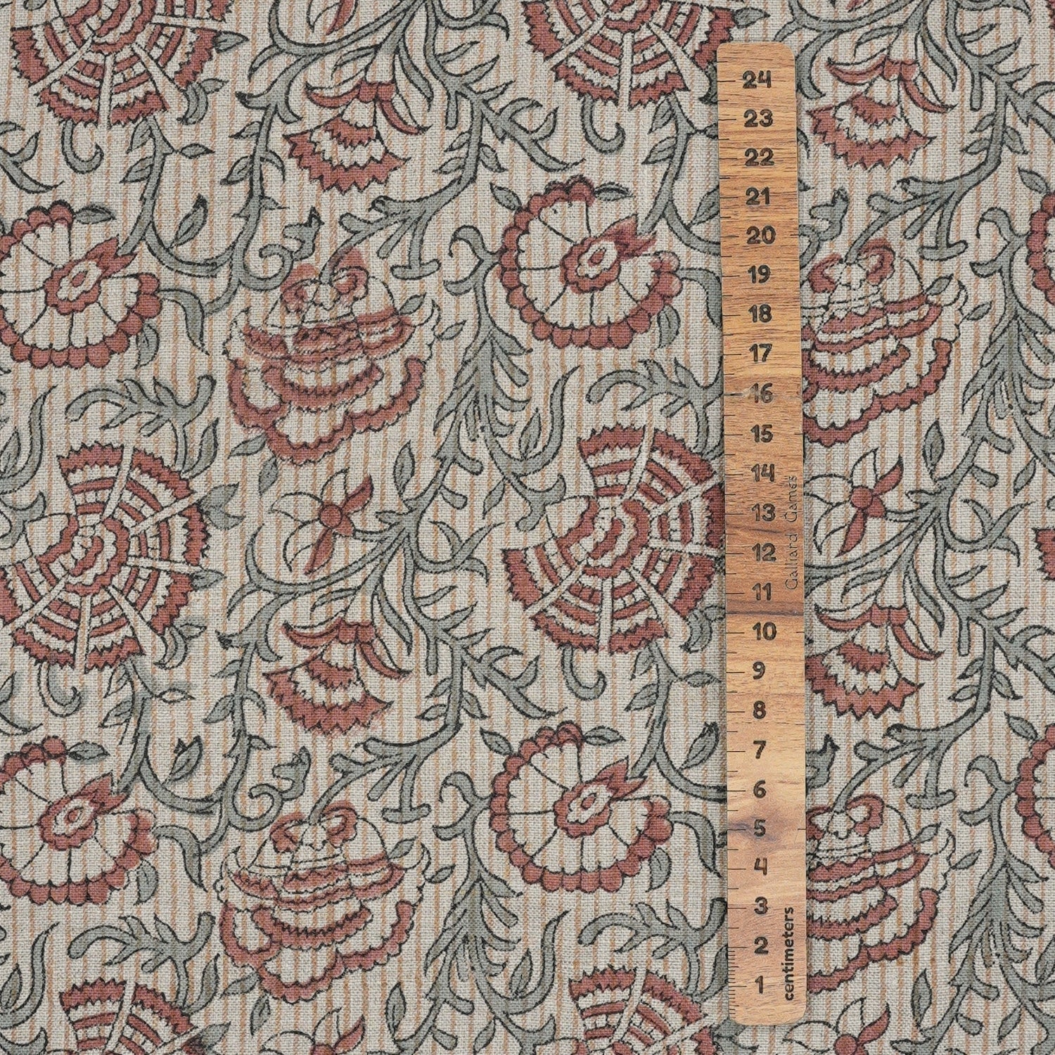 Blockprinted Handmade Red Floral Boho Pure Linen Fabric Elegant - Sonakshi