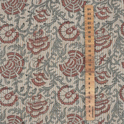 Blockprinted Handmade Red Floral Boho Pure Linen Fabric Elegant - Sonakshi