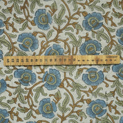 Linen Block Print Fabric 58 Inch Width Medium Weight Linen Natural Base Color Curtains and Drapes Upholstery Handmade Art Tablecloths and Runners Bedding Tote Bag Lampshades Napkins by Fabritual