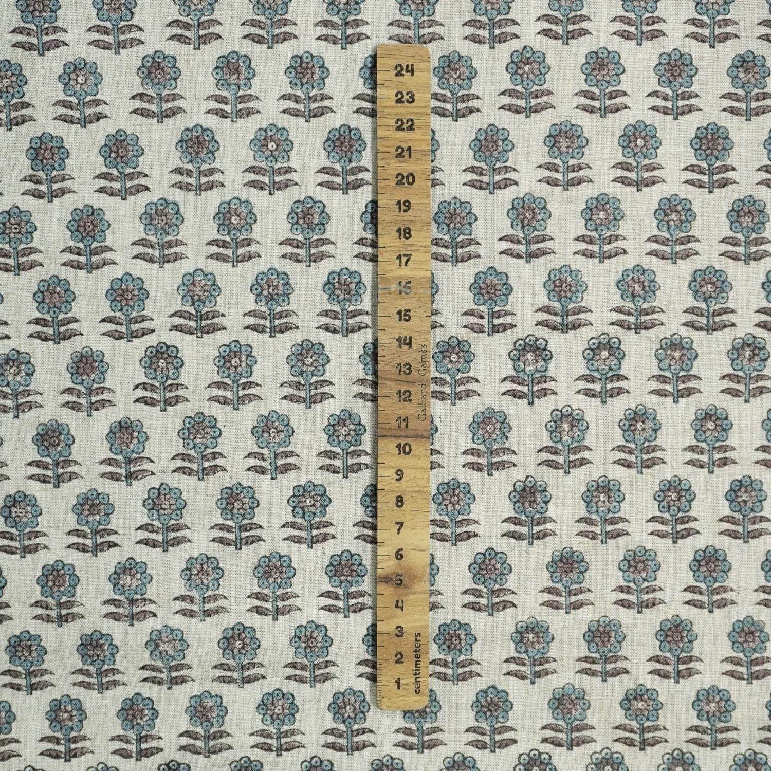BLUE BLOCK PRINTED INDIAN HANDMADE FLORAL BOHO PILLOW AND CUSHION FABRIC VISCOSE LINEN - ANAMIKA