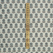 BLUE BLOCK PRINTED INDIAN HANDMADE FLORAL BOHO PILLOW AND CUSHION FABRIC VISCOSE LINEN - ANAMIKA