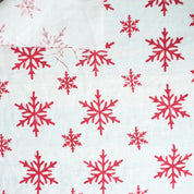 INDIAN HAND BLOCK PRINTED PURE WHITE LINEN FLORAL DECORATIVE FABRIC - RED SPARKLE