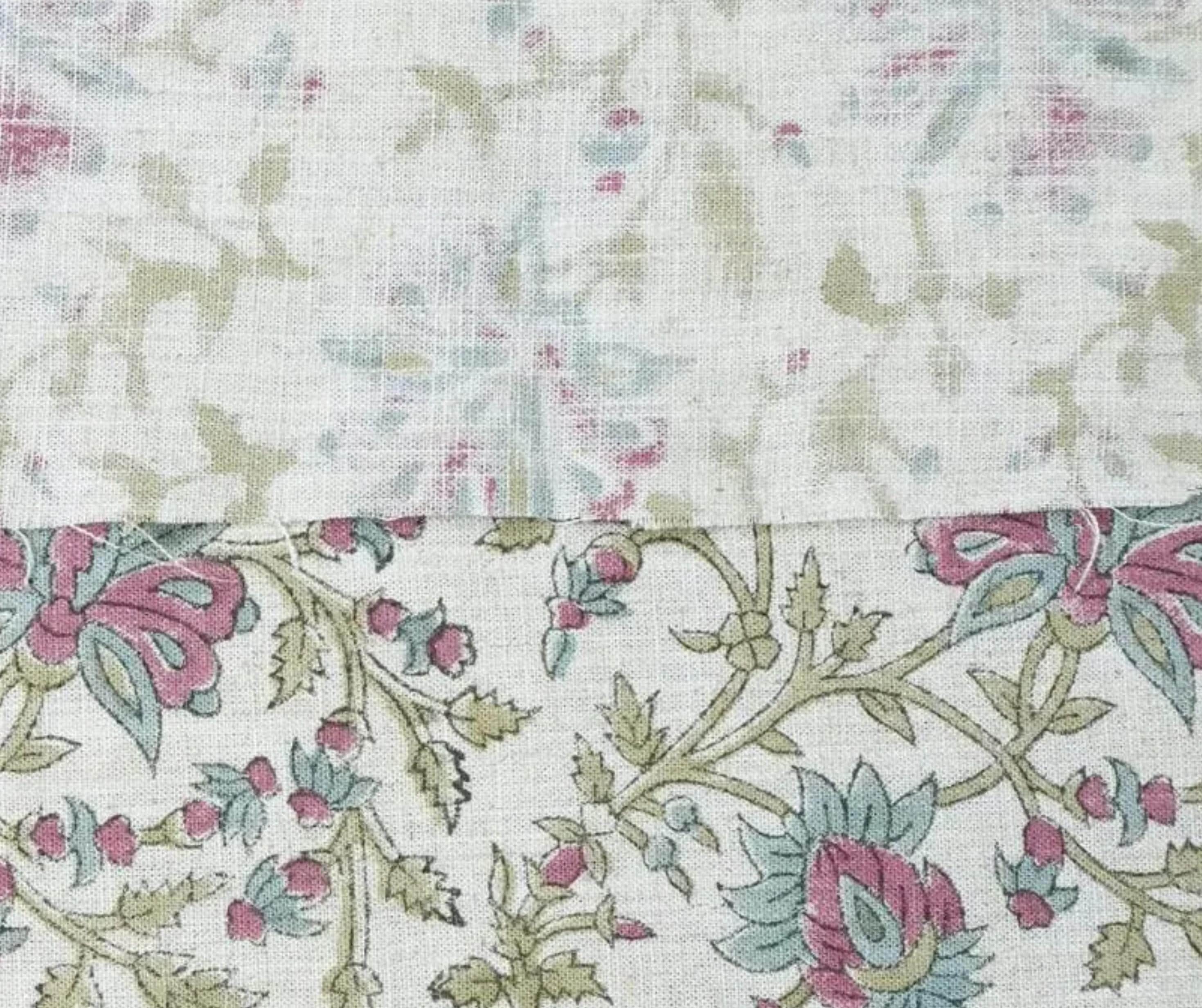 Thick Cotton Block Print Fabric viscose linen 58 Inch Width Light Weight Natural Base Color Floral Pillow Covers Tablecloths and Runners Bedding Tote Bag Lampshades Napkins by Fabritual
