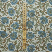 Linen Block Print Fabric 58 Inch Width Medium Weight Linen Natural Base Color Curtains and Drapes Handmade Art Pillow Covers Tablecloths and Runners Bedding Tote Bag Lampshades Napkins by Fabritual