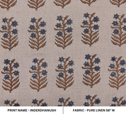 Linen Block Print Fabric 58 Inch Width Medium Weight Linen Natural Base Color Curtains and Drapes Upholstery Handmade Art Pillow Covers Tablecloths and Runners Bedding Tote Bag Lampshades Napkins by Fabritual