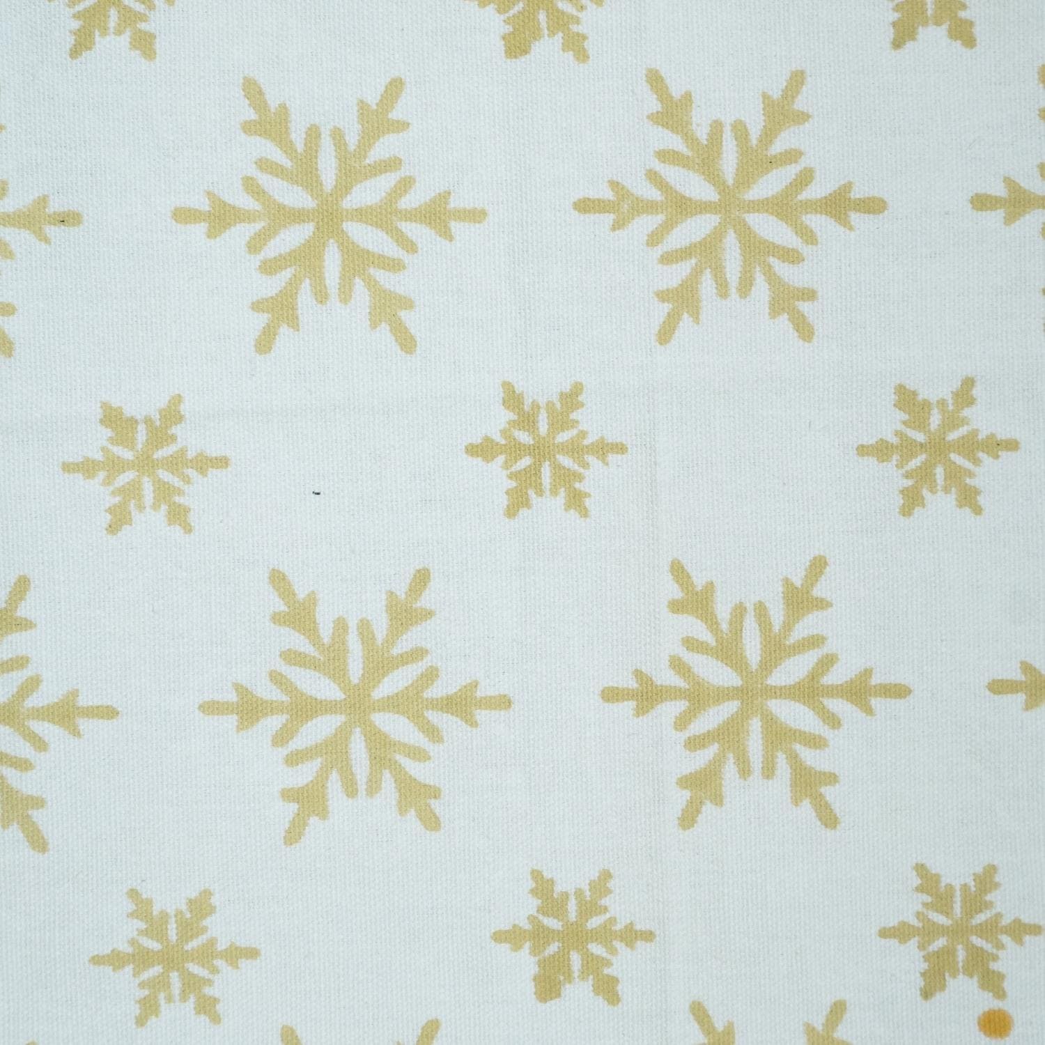 Hand Block Printed Thick Cotton White Fabric with Yellow Stars Curtain & Pillowcase, Indian Textile - Sparkle