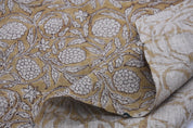 Linen Block Print Fabric 58 Inch Width Heavy Weight Linen Natural Base Color Curtains and Drapes Upholstery Handmade Art Pillow Covers Tablecloths and Runners Bedding Tote Bag Napkins by Fabritual