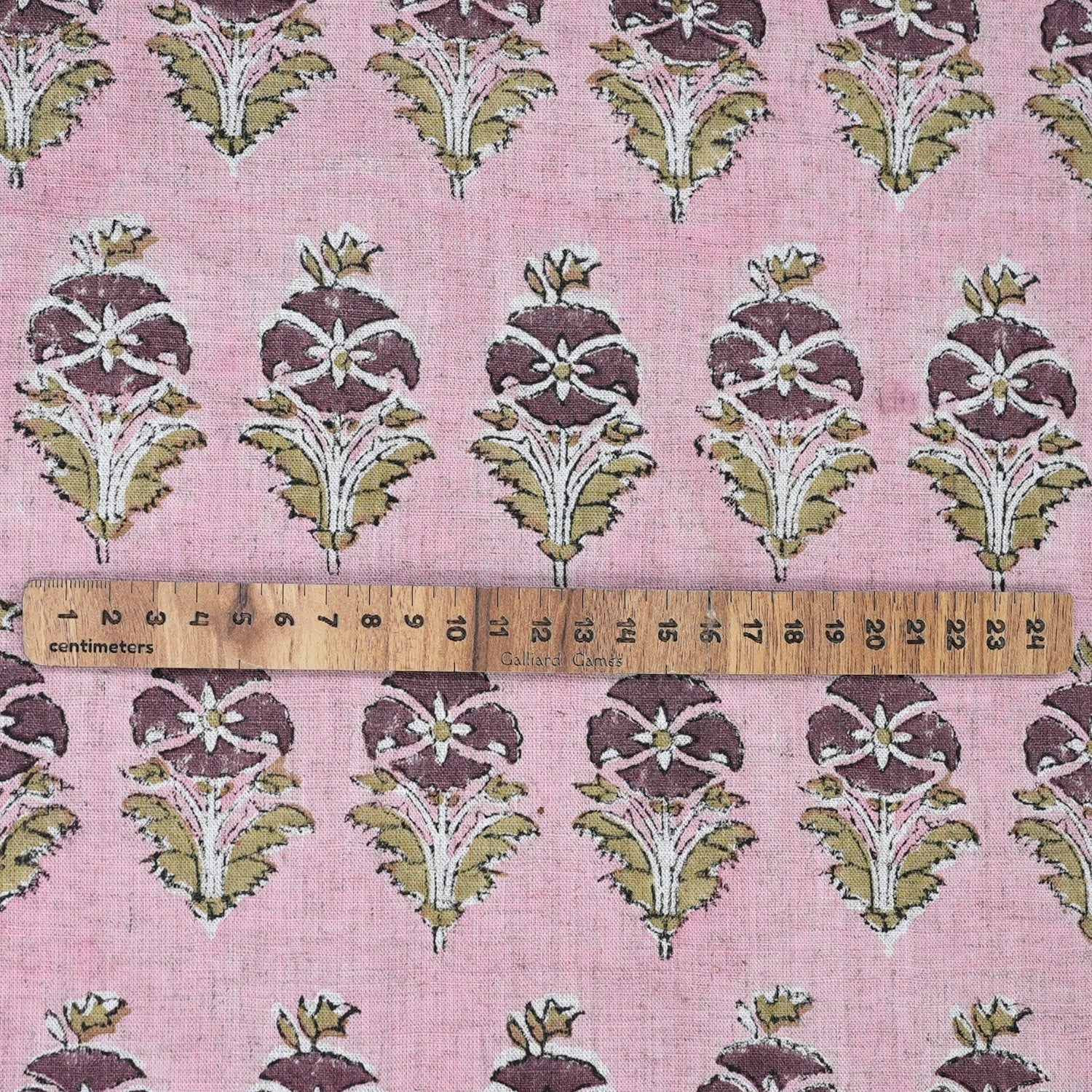 Handcrafted Pink Floral Viscose Linen Fabric Mormukut Design for Decorative Use