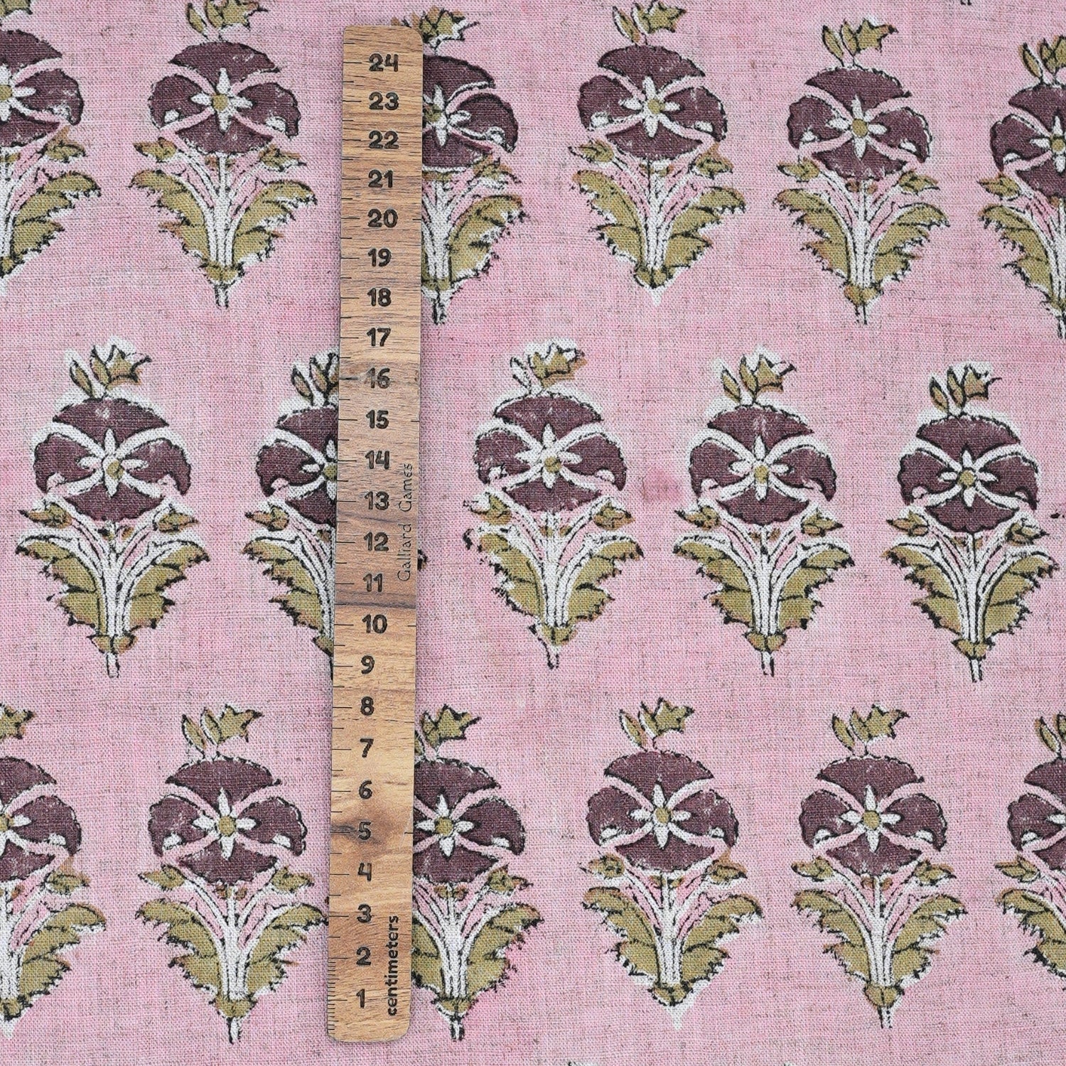 Handcrafted Pink Floral Viscose Linen Fabric Mormukut Design for Decorative Use