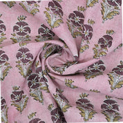 Handcrafted Pink Floral Viscose Linen Fabric Mormukut Design for Decorative Use