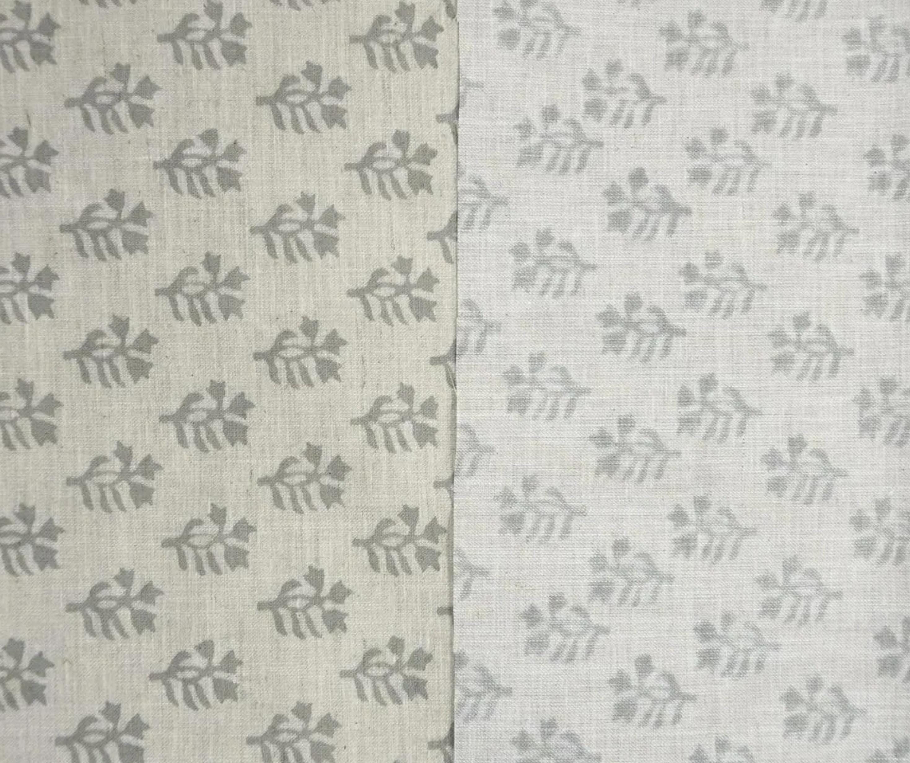 Linen Block Print Fabric Linen Blend 58 Inch Width Light Weight Linen Natural Base Color Curtains and Drapes Upholstery Handmade Art Pillow Covers Tablecloths and Runners Bedding Tote Bag Lampshades Napkins