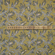 BLOCK PRINTED HANDMADE LINEN BLEND FLORAL FABRIC FOR COUCH AND SOFA CUSHIONS - KAMAL DUTTA