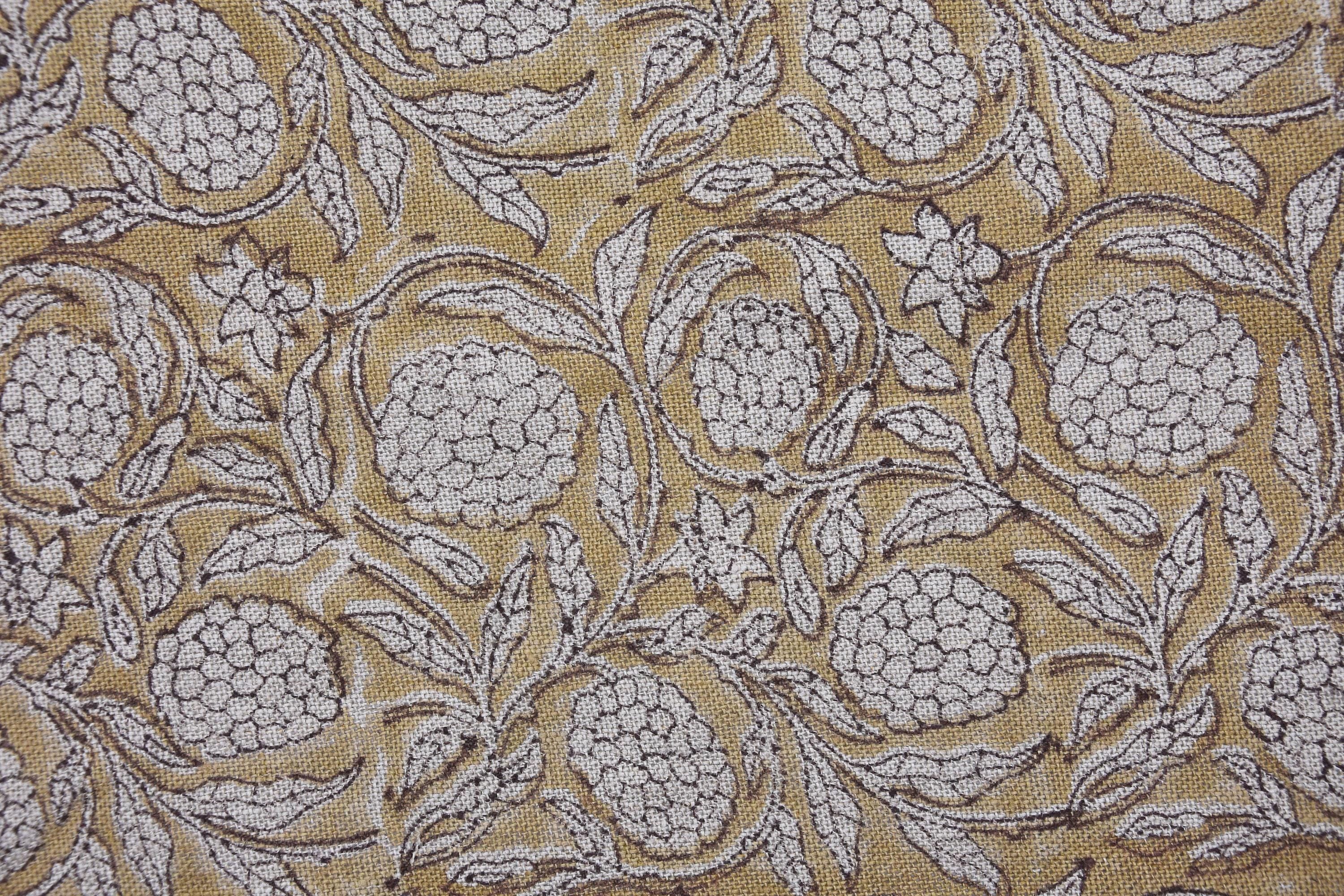 Linen Block Print Fabric 58 Inch Width Heavy Weight Linen Natural Base Color Curtains and Drapes Upholstery Handmade Art Pillow Covers Tablecloths and Runners Bedding Tote Bag Lampshades Napkins by Fabritual
