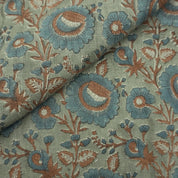 Linen Block Print Fabric 58 Inch Width Heavy Weight Linen Natural Base Color Curtains and Drapes Upholstery Handmade Art Pillow Covers Tablecloths and Runners Lampshades Napkins by Fabritual