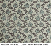 FLORAL BLOCK PRINT CURTAIN BEDDING CUSHION AND TABLE LINEN HANDMADE ART FABRIC - MADHUBALA