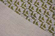 Linen Block Print Fabric 58 Inch Width Heavy Linen Natural Base and Drapes Upholstery Pillow Covers Tablecloths and Runners Bedding Tote Bag by Fabritual