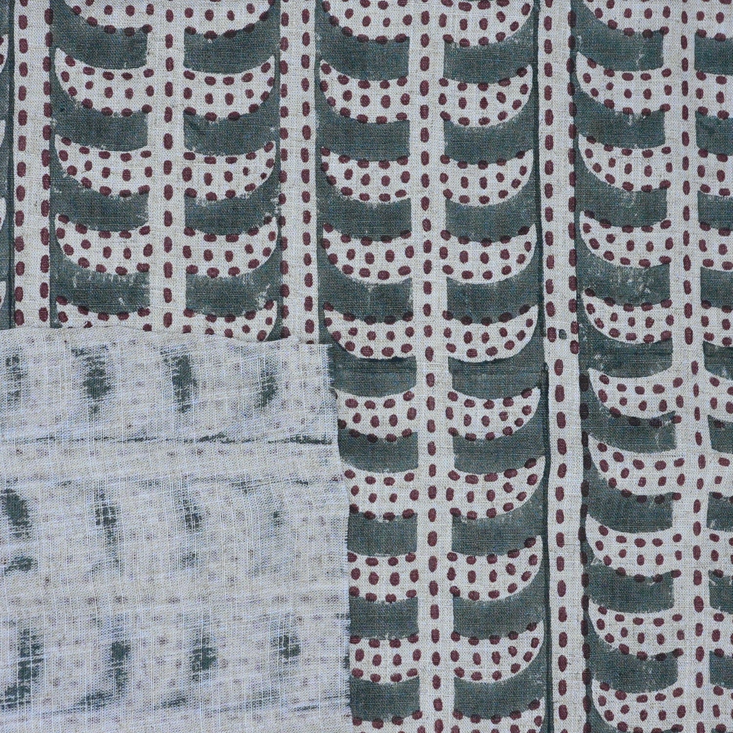 Handcrafted Floral Gray Linen Fabric Garud Design for Drapes & Curtains