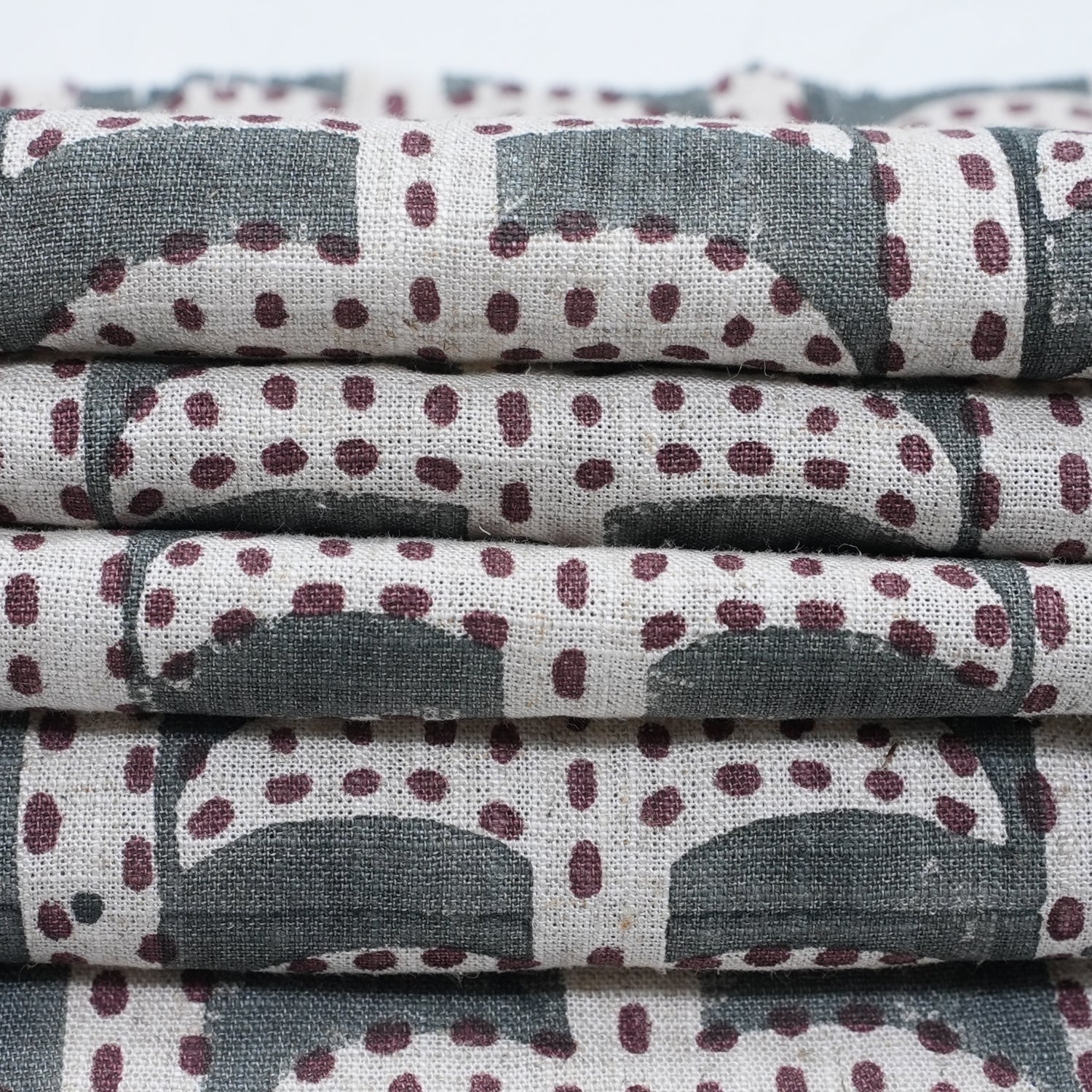 Handcrafted Floral Gray Linen Fabric Garud Design for Drapes & Curtains