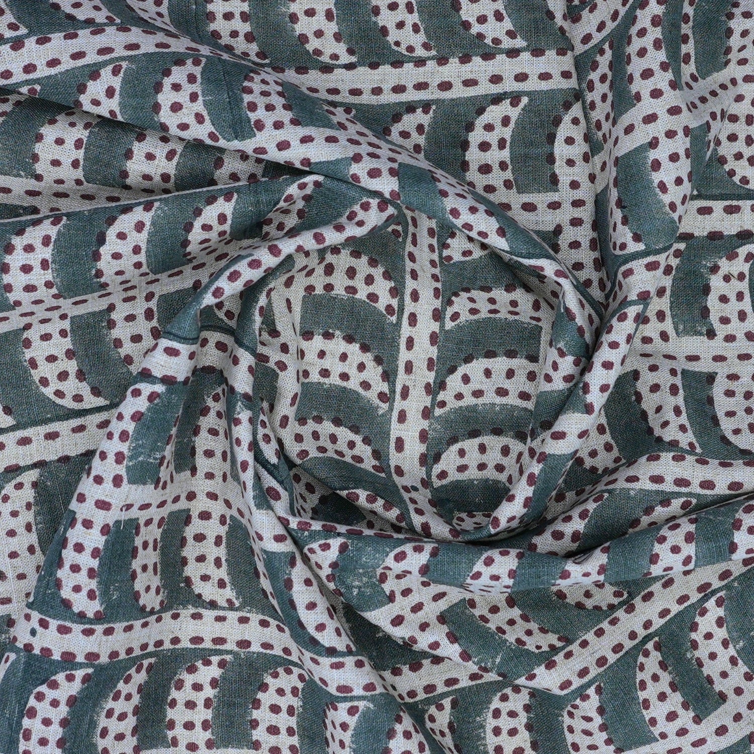 Handcrafted Floral Gray Linen Fabric Garud Design for Drapes & Curtains