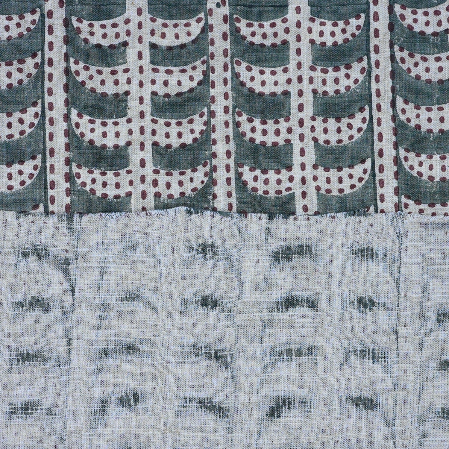 Handcrafted Floral Gray Linen Fabric Garud Design for Drapes & Curtains