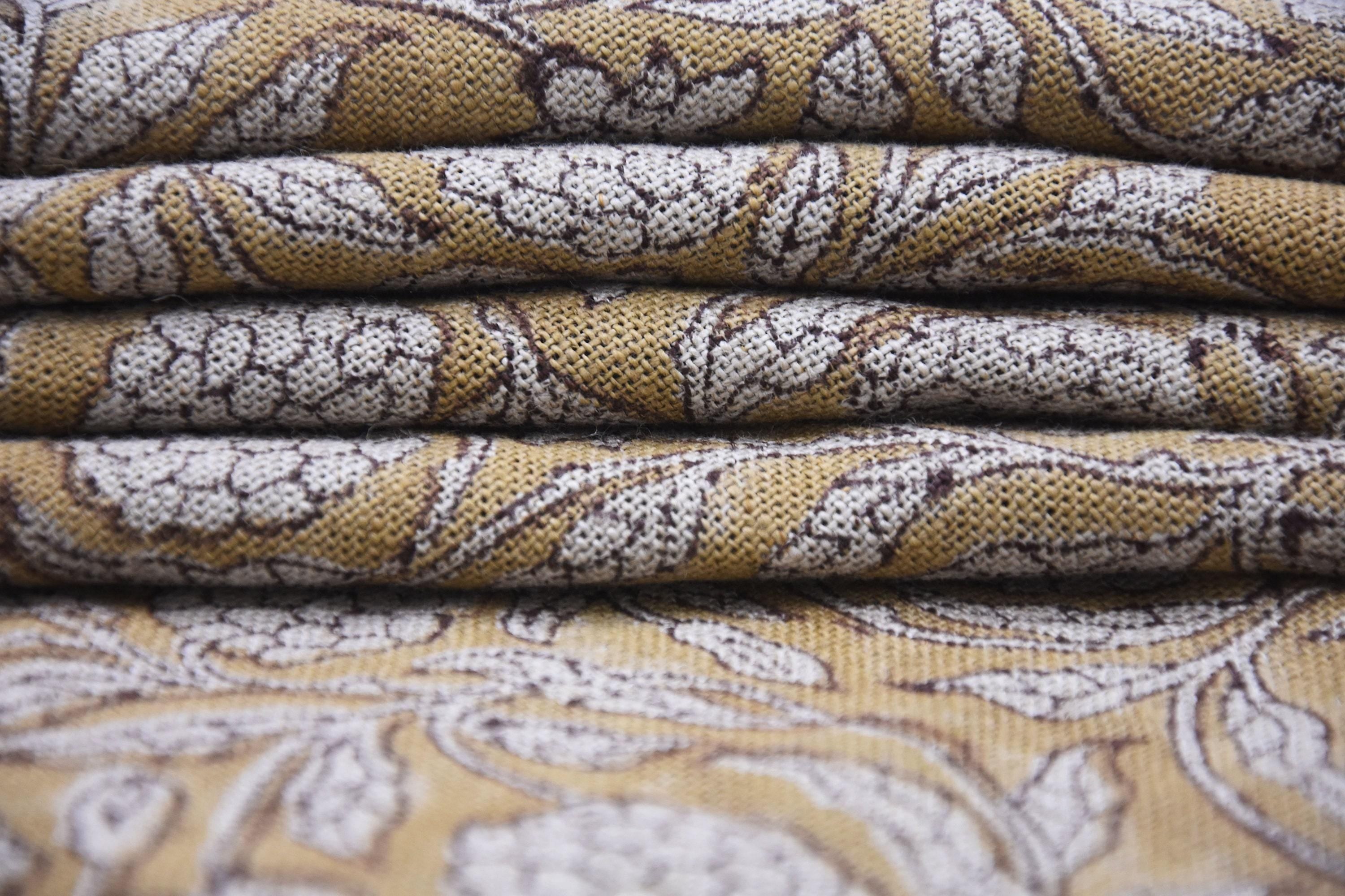 Linen Block Print Fabric 58 Inch Width Heavy Weight Linen Natural Base Color Curtains and Drapes Upholstery Handmade Art Pillow Covers Tablecloths and Runners Lampshades Napkins by Fabritual