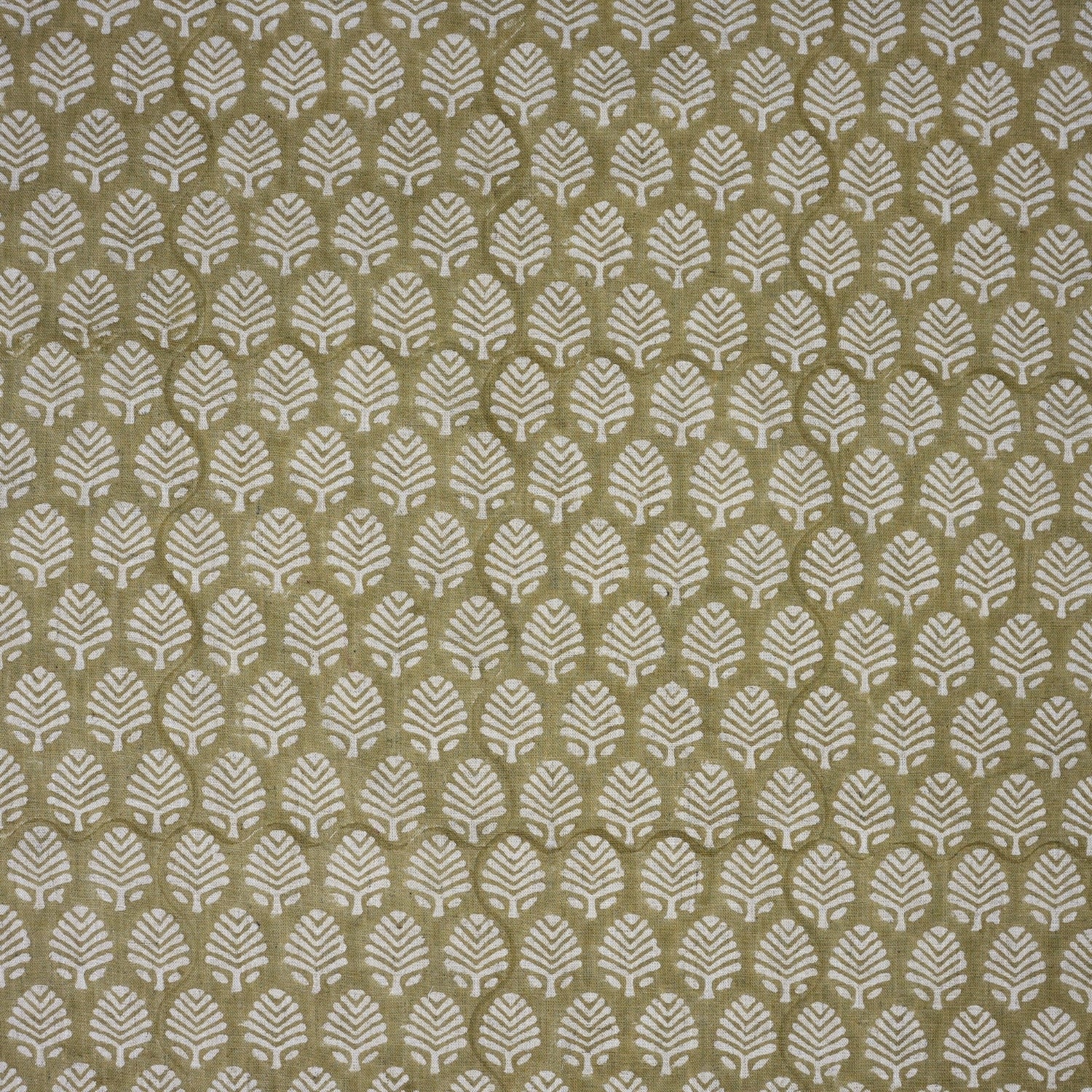 Artisan Block-Printed Sage Green Floral Viscose Linen Fabric – Sangmarmar Boho