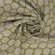 Artisan Block-Printed Sage Green Floral Viscose Linen Fabric – Sangmarmar Boho