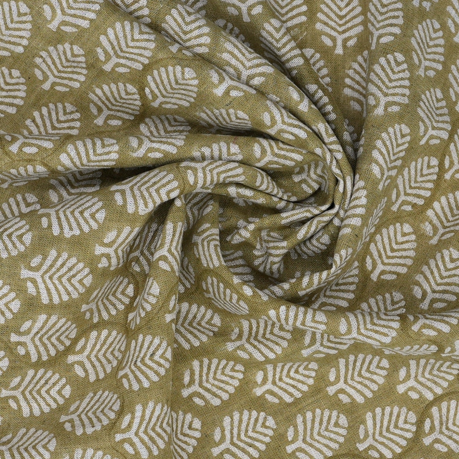 Artisan Block-Printed Sage Green Floral Viscose Linen Fabric – Sangmarmar Boho