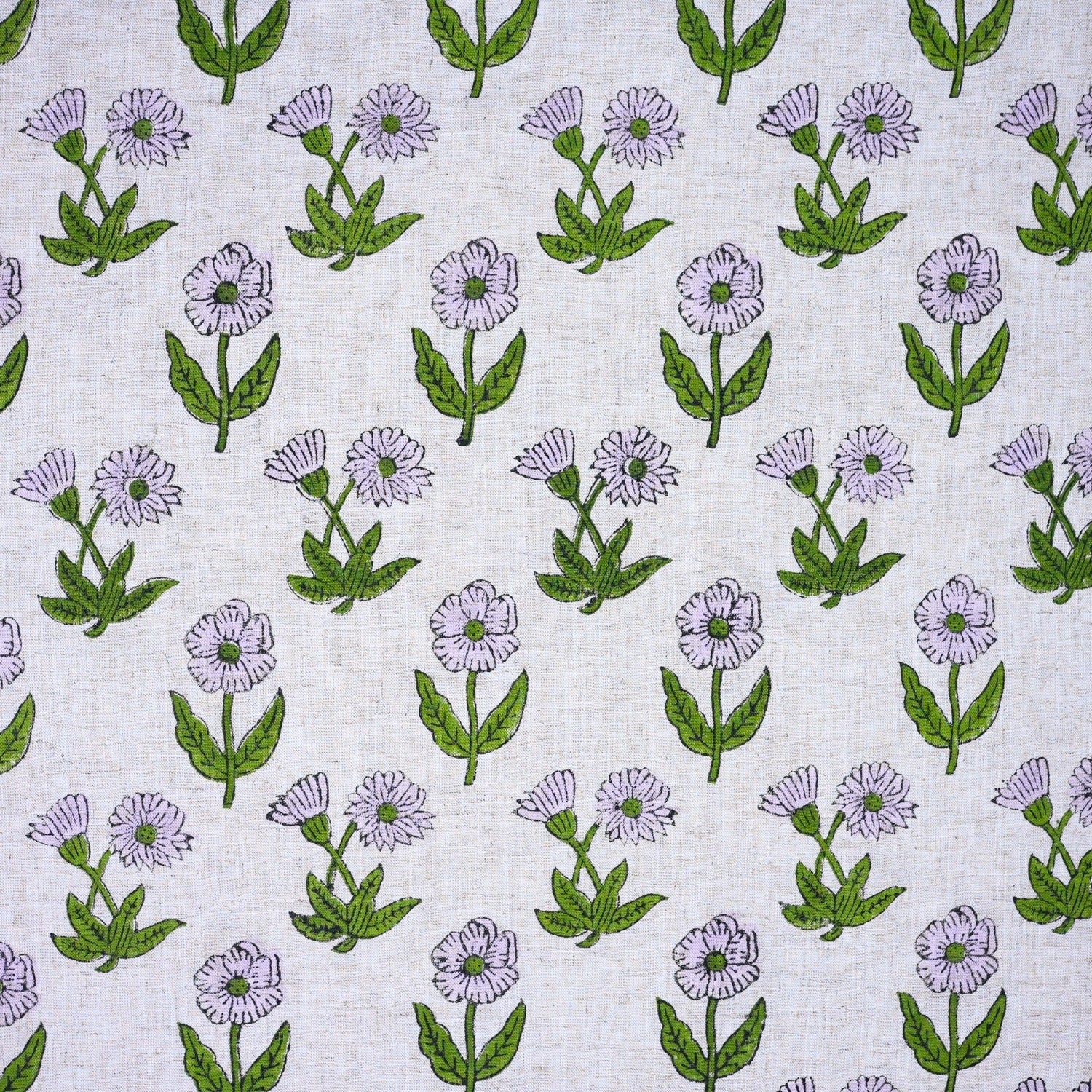 Block Printed Handmade Boho Green Floral Viscouse LInen Fabric – Kriti Design