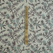HANDMADE BLOCK PRINTED DECORATIVE LINEN FLORAL CUSHION AND DRAPERY CURTAIN FABRIC - SEHJAN