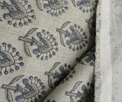 Natural Linen 58” with Traditional Block Print for Handmade Home Décor, Upholstery Fabric in Heavy Natural Linen 58” with Elegant Block Print.