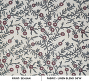 Pink Floral Linen Blend Fabric Hand Block Printed Shehjan Boho Design