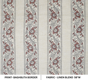 Artisanal Brown Linen Blend Fabric Boho Floral for Drapes - Bagh Buta Border