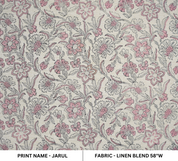 Handmade Boho Floral Fabric in Pink on Linen Blend  - Jarul Design