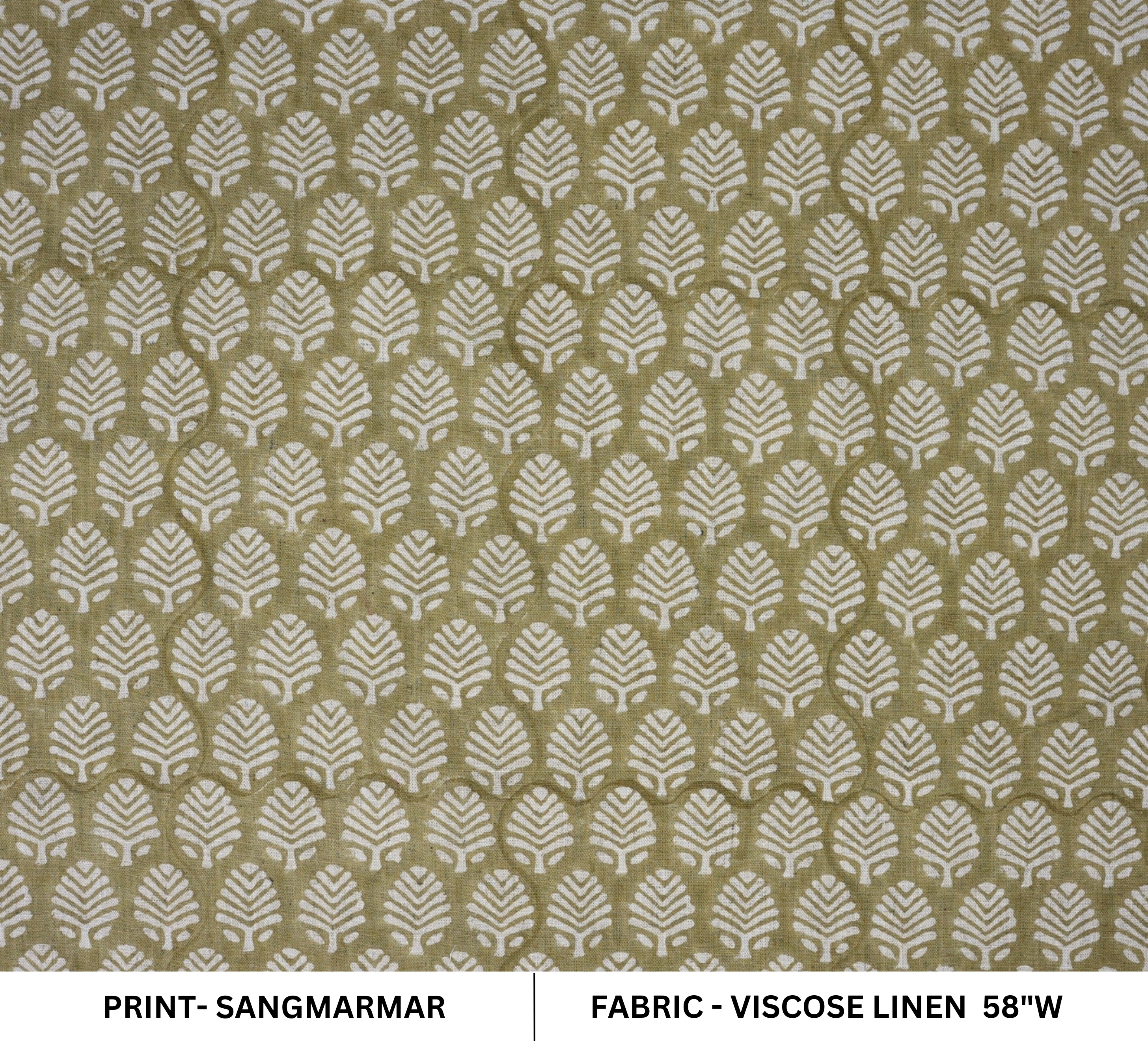 Artisan Block-Printed Sage Green Floral Viscose Linen Fabric – Sangmarmar Boho