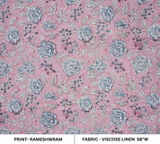 Handmade Pink Floral Viscose Linen Fabric Rameshwaram Design for Home Décor
