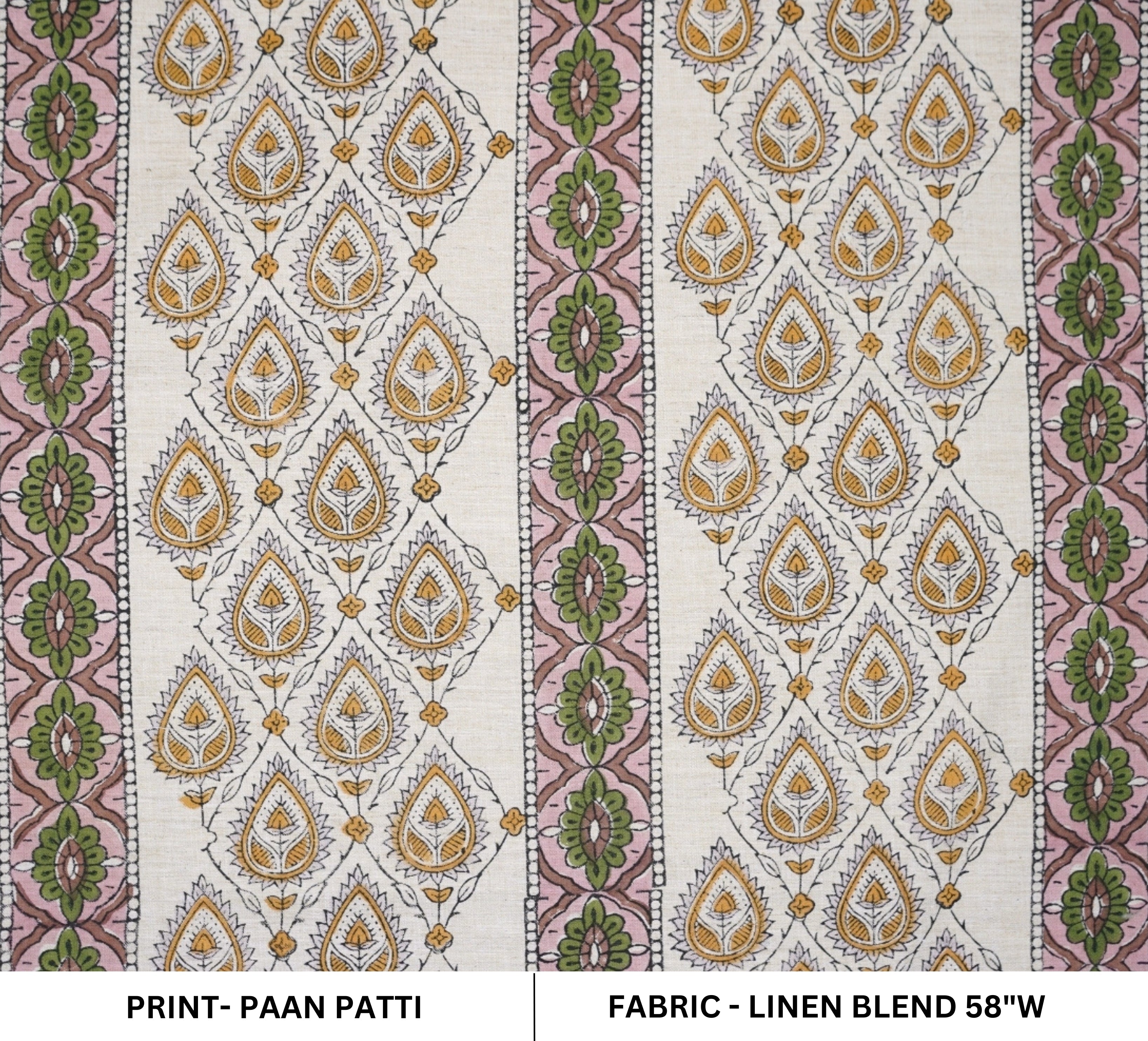 Handcrafted Yellow Floral Fabric Light Weight Linen Blend Elegance - Paan Patti