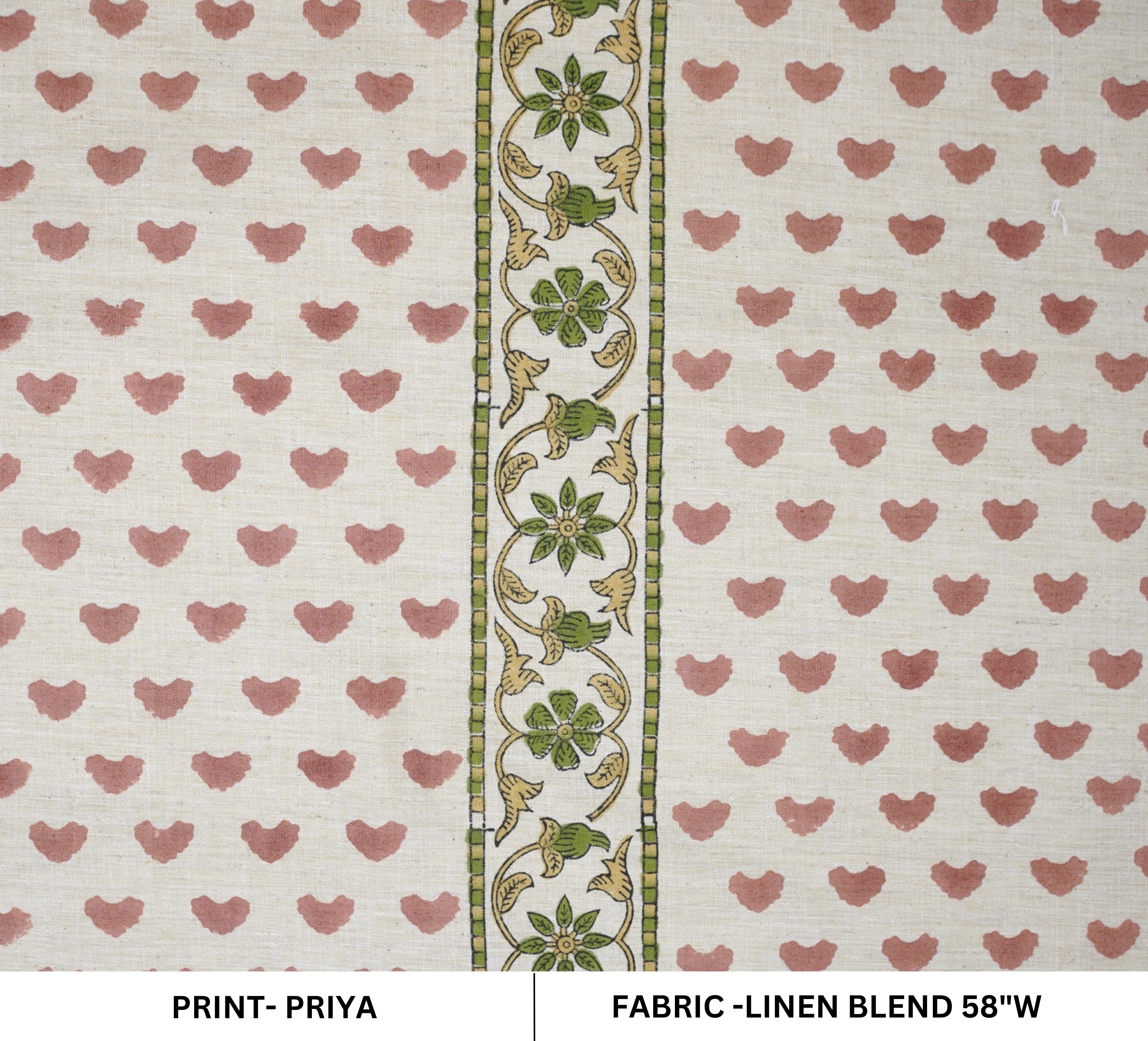 Handmade Eco-Friendly Boho Pink Floral Fabric Priya Design on Breathable Linen Blend