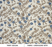 Handblock Printed Blue Floral Fabric Shehjan Design on Soft Linen Blend