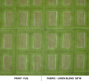 Traditional Boho Green Floral Linen Blend Fabric Lightweight Décor Textile - Yug Design