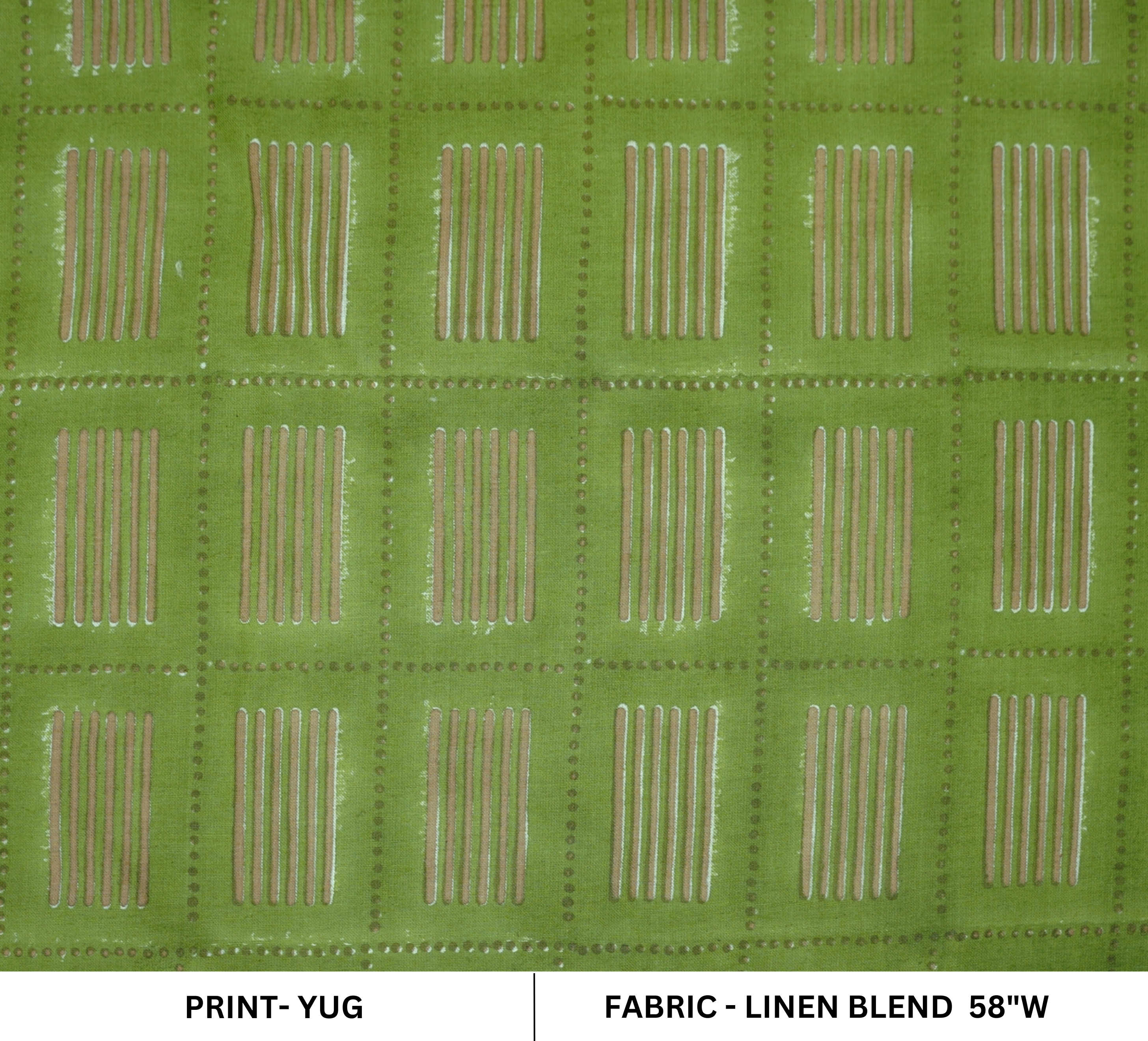 Traditional Boho Green Floral Linen Blend Fabric Lightweight Décor Textile - Yug Design