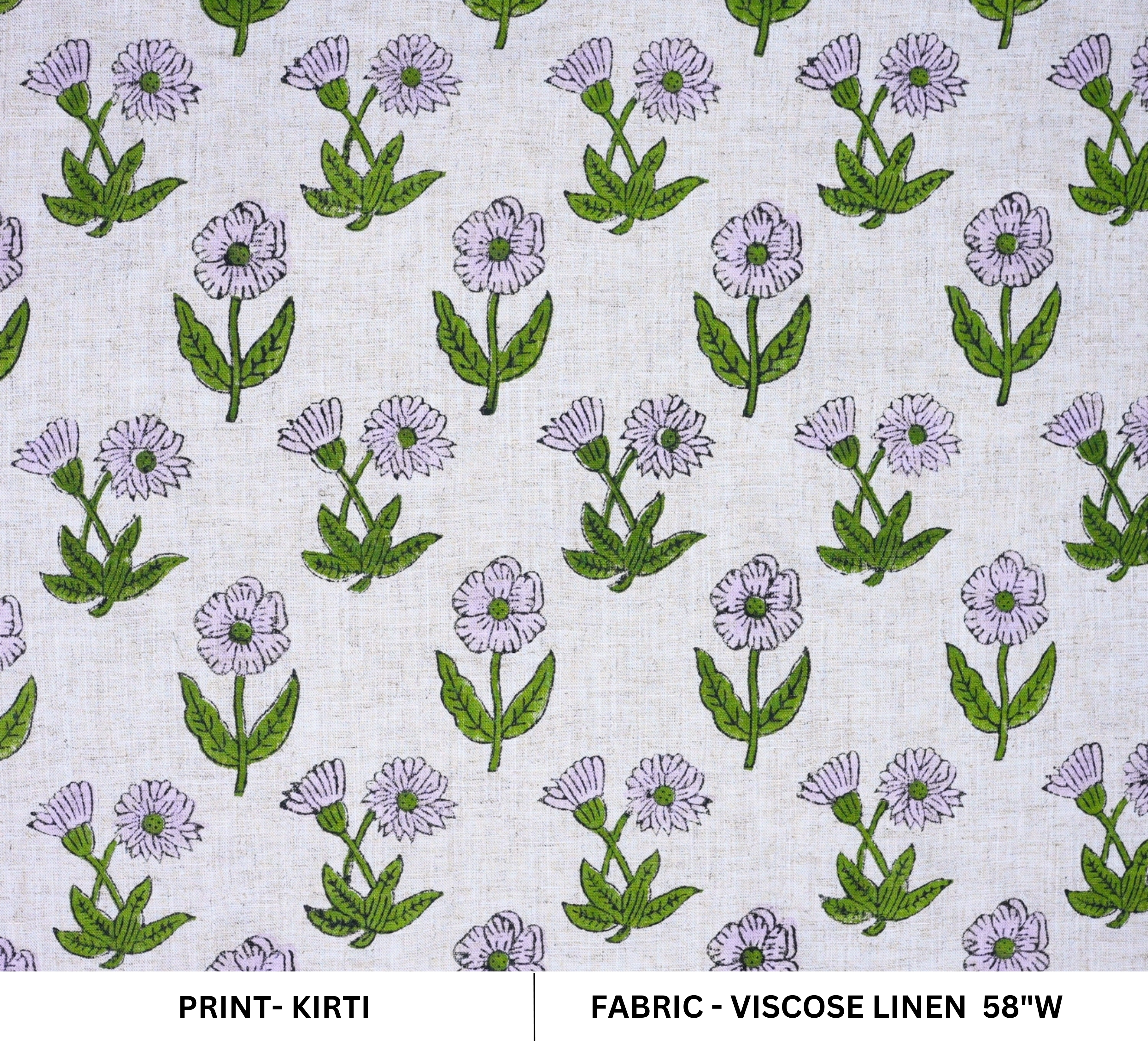 Block Printed Handmade Boho Green Floral Viscouse LInen Fabric – Kriti Design