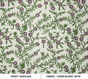 Indian Hand Block Printed Soft Fabric Green Floral on Linen Blend - Shehjan