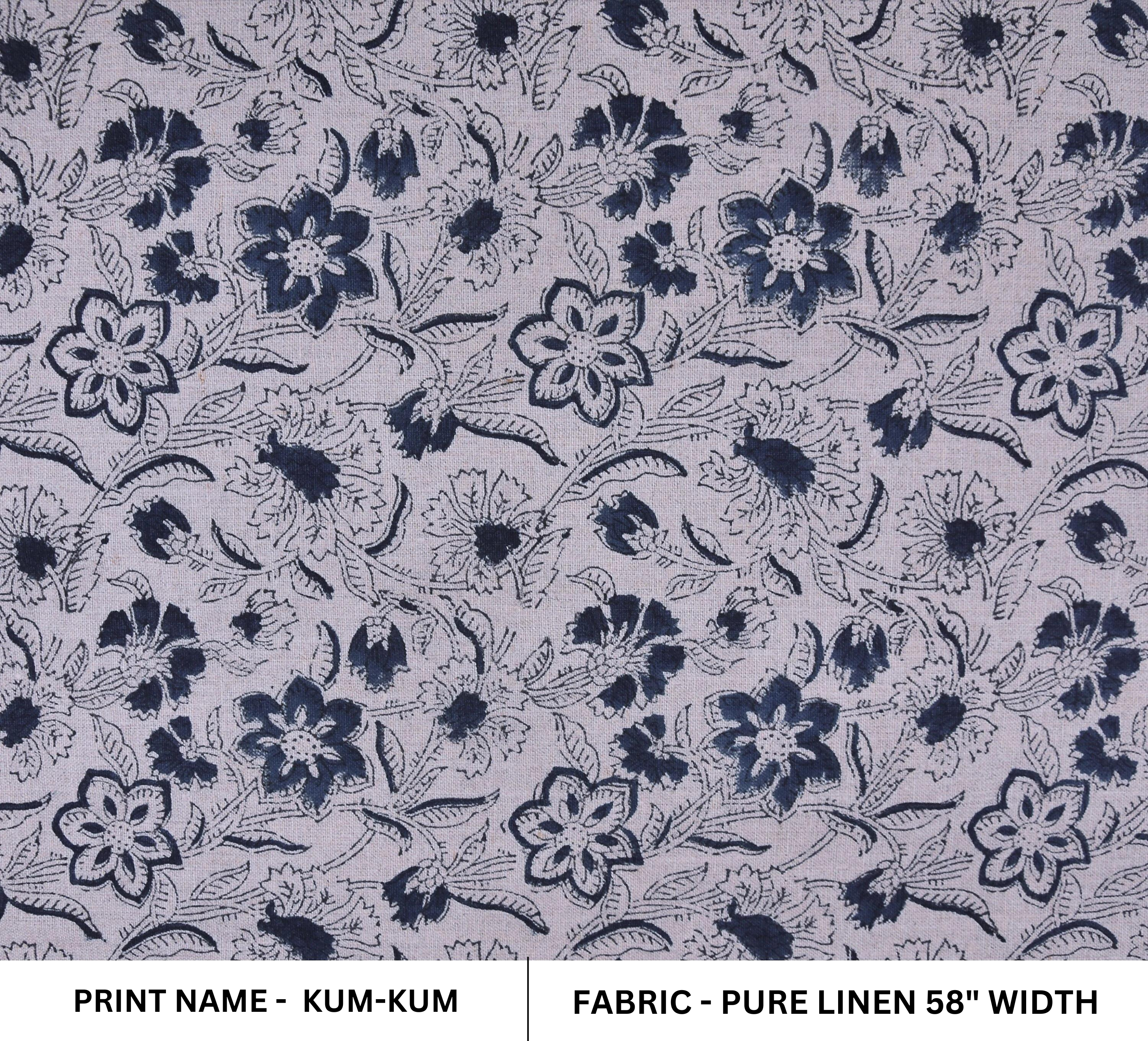 Hand Block Print, fabric by the yard, luxury fabric Linen, printed fabric, upholstery cushion, Pure Linen - Gul Mehandi
